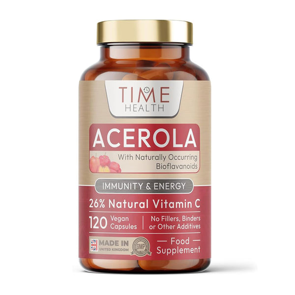 Acerola Cherry Extract Capsules - Natural & Wholefood Vitamin C - UK Manufactured - Zero Stearates or Flow Agents (120 Capsule)