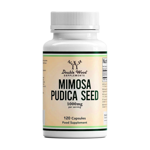 Double Wood Mimosa Pudica Seed Supplement | 120 High Strength Mimosa Pudica Capsules - 1000mg per Serving | Mimosa Pudica Seed Extract 10:1 | Non-GMO & Gluten Free (120 Capsules)